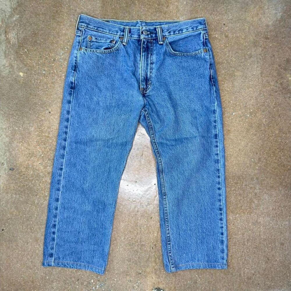 levis 505 straight leg hemmed jeans classic light wash denim